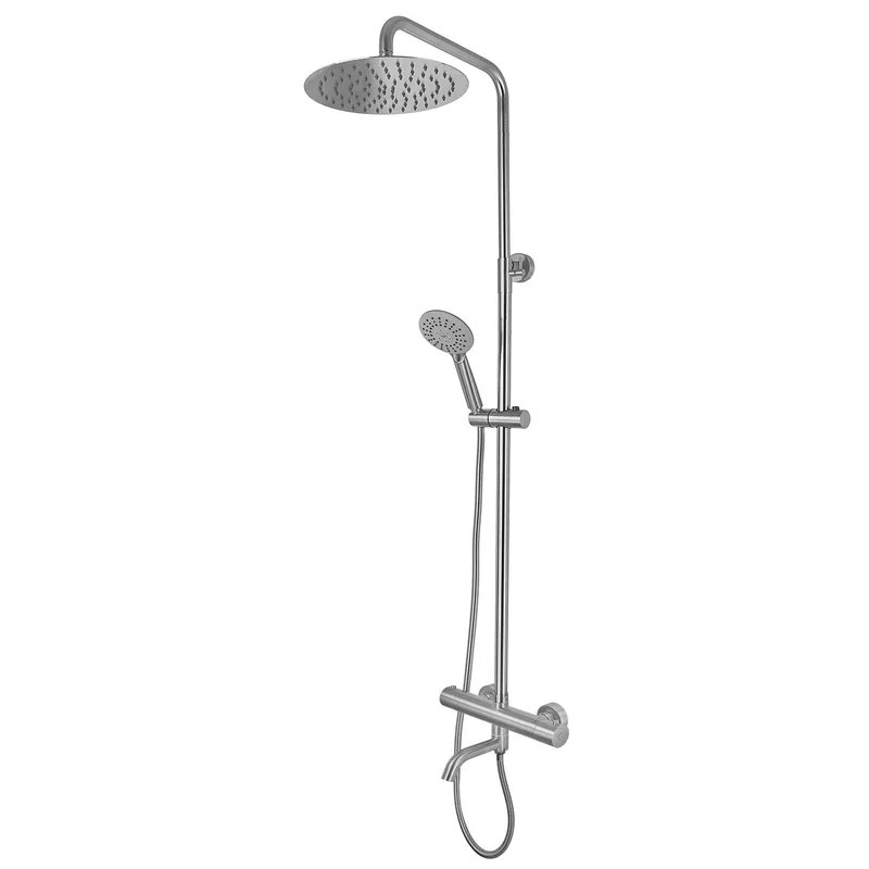 Душевая система Koer KI-57018-02 (KR5545) с термостатом, тропическим душем, 3 режима, сталь