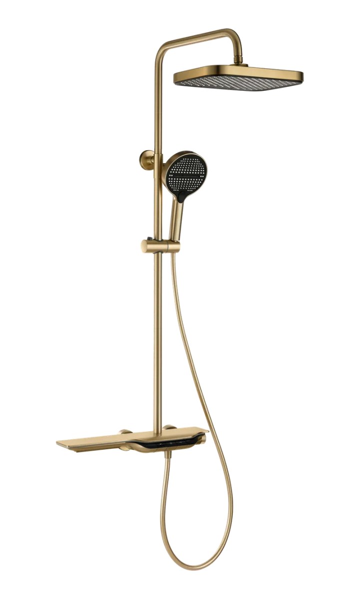 Душевая система Mixxus Premium SPACE-009-J (MI6541) с термостатом, тропическим душем, 3 режима, золото