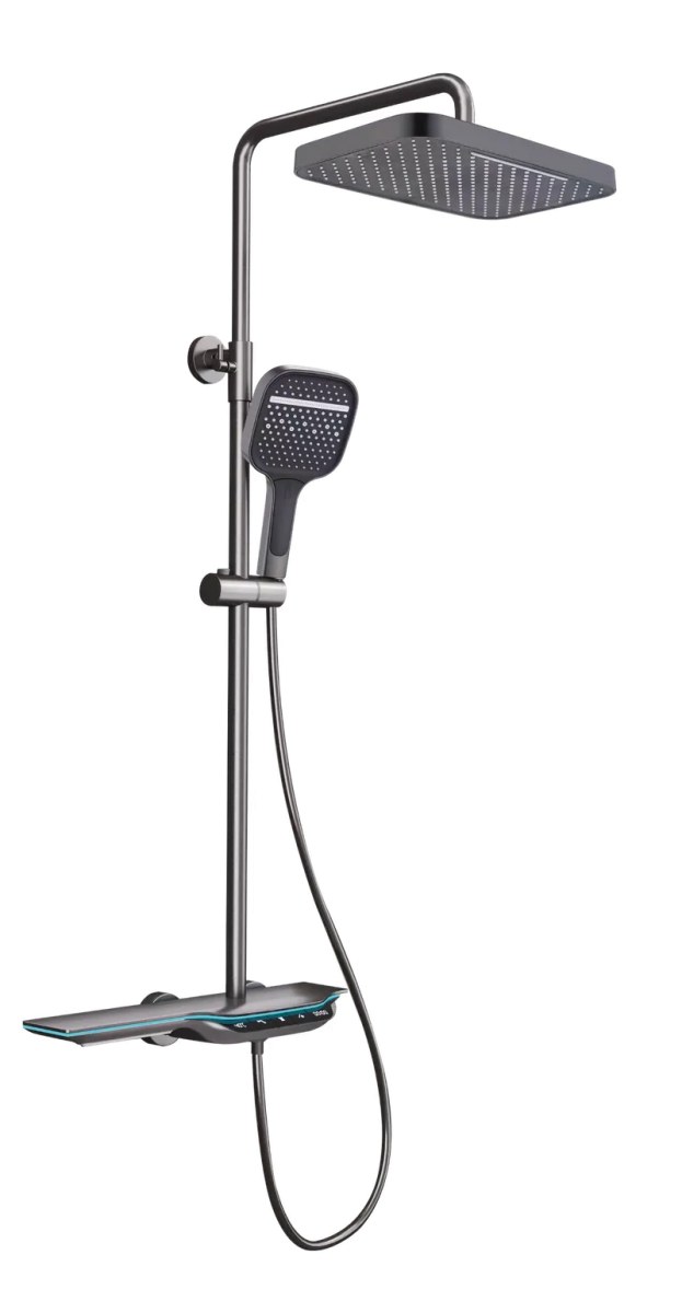 Душевая система Mixxus Premium SPACE-009-J (MI6542) с термостатом, тропическим душем, 3 режима, графит