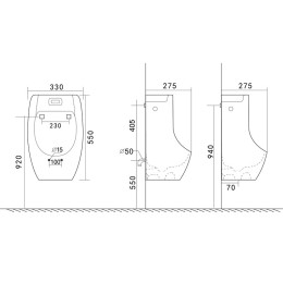Писсуар подвесной Mixxus Premium BEVEL-1002 (MP6662) с ИК-датчиком автоматического смыва