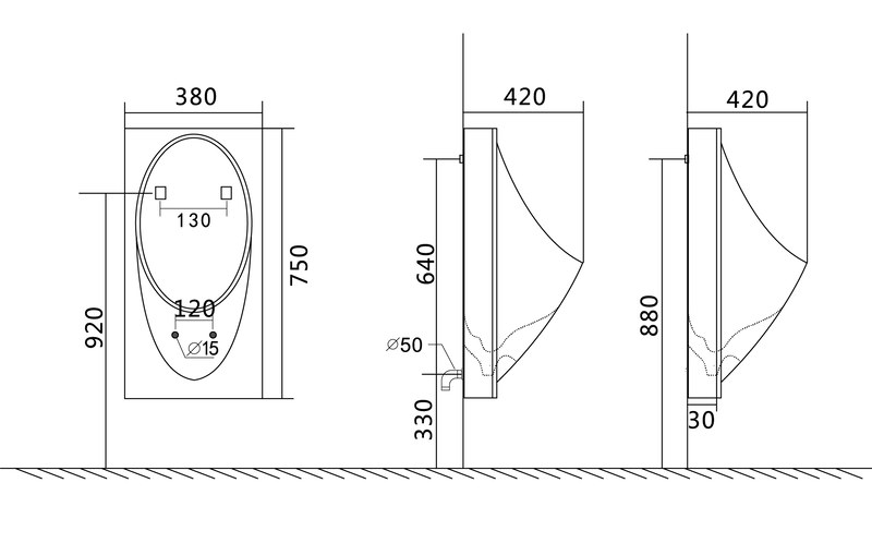 Писсуар подвесной Mixxus Premium BEVEL-1005 (MP6664) с краном-дозатором