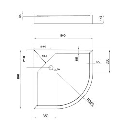 Душевой поддон Lidz Kapielka LKAST808014R мелкий 80х80 см полукруглый акриловый
