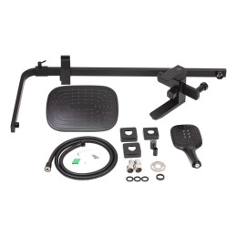 Душова система Lidz Kubis 1030 (LDKUB1030BLA35724) з тропічним душем і змішувачем, 3 режими, чорна