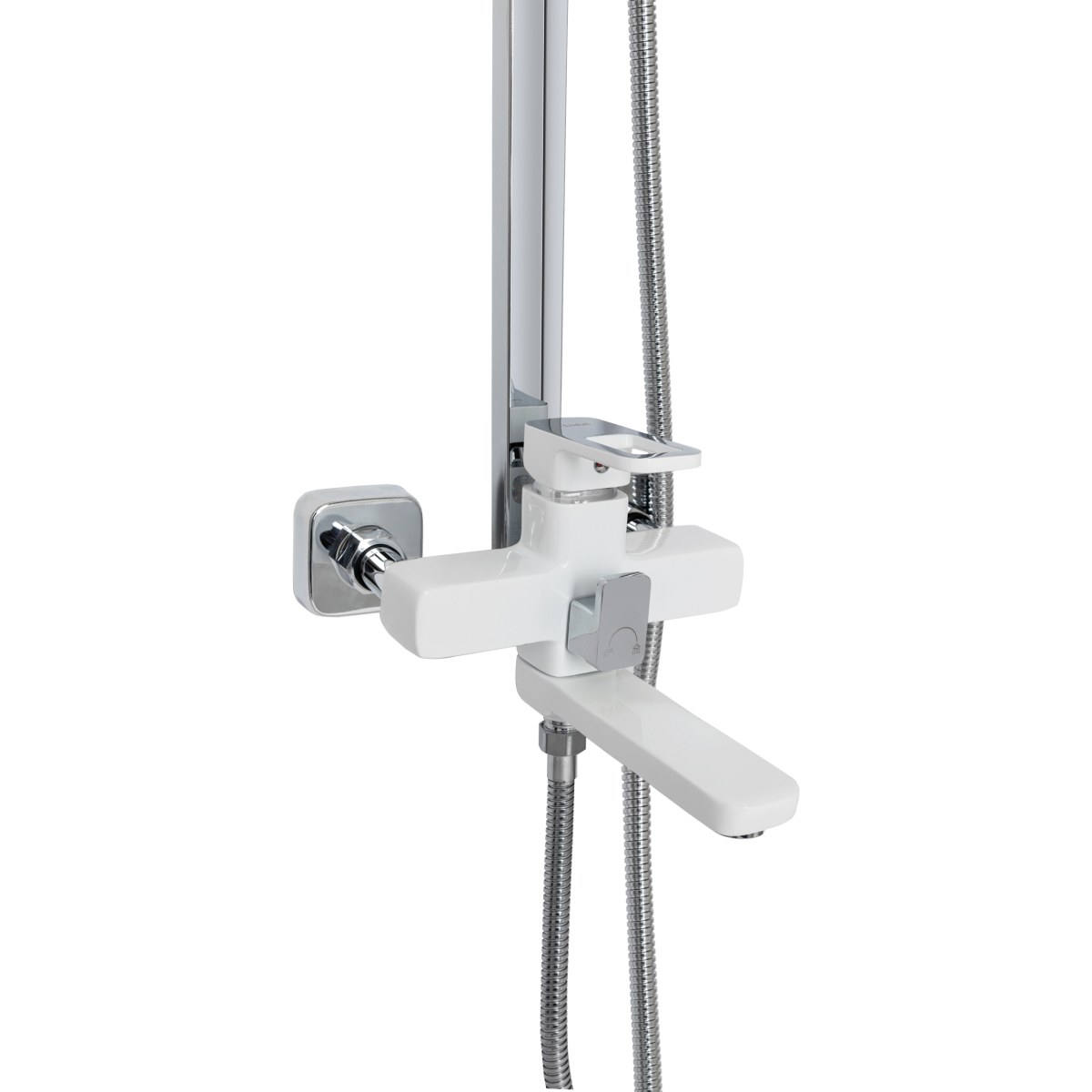 Душова система Lidz Wawel 1030 (LDWAW1030WHI45401) з тропічним душем і змішувачем, 3 режими, хром/білий