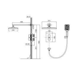 Душевая система QT Aquarius (QTAQA65T103NGC) с термостатом скрытого монтажа, 2 режима, хром