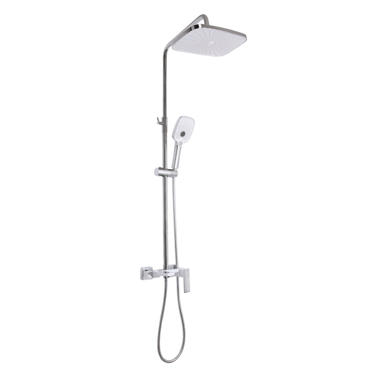 Душевая система QT Gemini (QTGEM111CRW45687) с тропическим душем и смесителем, 3 режима, хром с белым