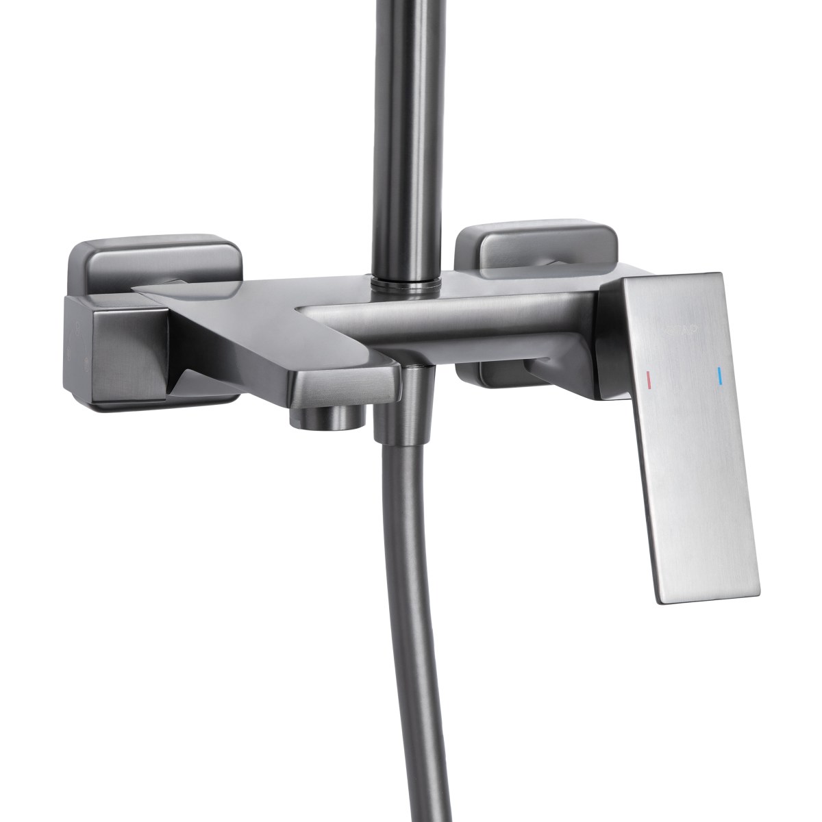 Душевая система QT Gemini (QTGEM111GMB45688) с тропическим душем и смесителем, 3 режима, графит