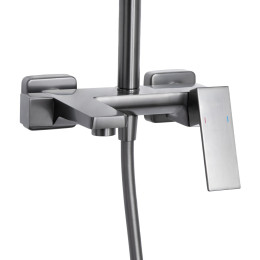 Душевая система QT Gemini (QTGEM111GMB45688) с тропическим душем и смесителем, 3 режима, графит