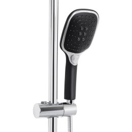 Душевая система QT Grand (QTGRABCR1004) с тропическим душем и смесителем, 3 режима, хром / чёрная
