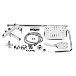 Душова система QT Grand (QTGRAWCR1004) з тропічним душем і змішувачем, 3 режими, хром / біла