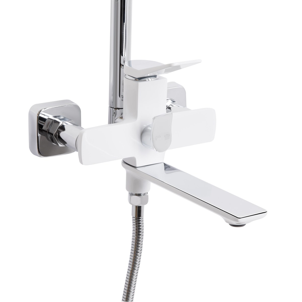 Душова система QT Presto (QTPRE111CRW45580) з тропічним душем і змішувачем, 3 режими, хром/білий