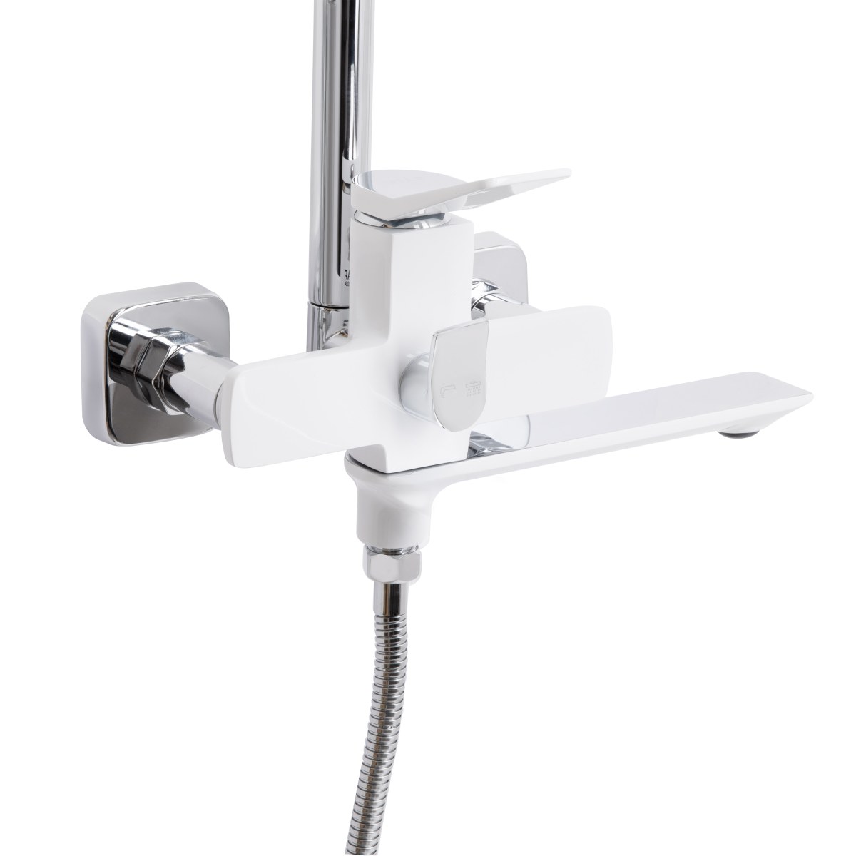 Душова система QT Presto (QTPRE111CRW45580) з тропічним душем і змішувачем, 3 режими, хром/білий