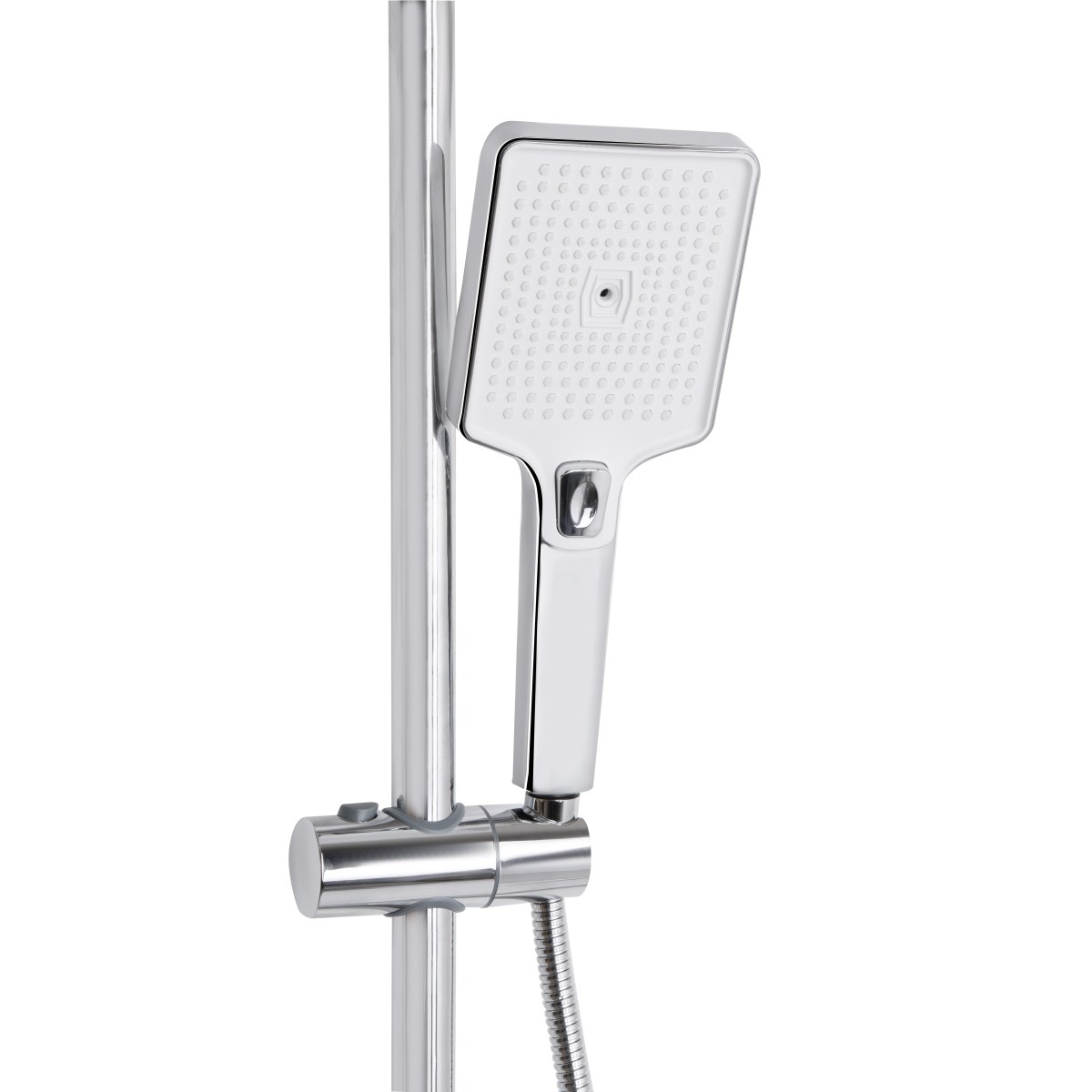 Душова система QT Presto (QTPRE111CRW45580) з тропічним душем і змішувачем, 3 режими, хром/білий