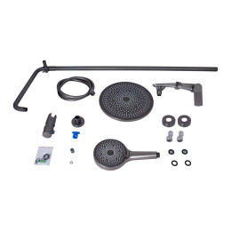 Душевая система QT Slavonice (QTSLA111GMB45910) с тропическим душем и смесителем, 3 режима, графит