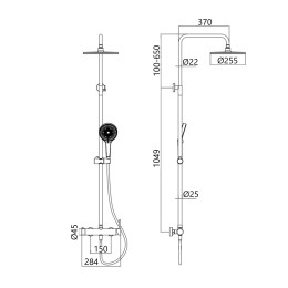 Душевая система QT Sloup (QT57103OC) с тропическим душем и смесителем, 2 режима, хром
