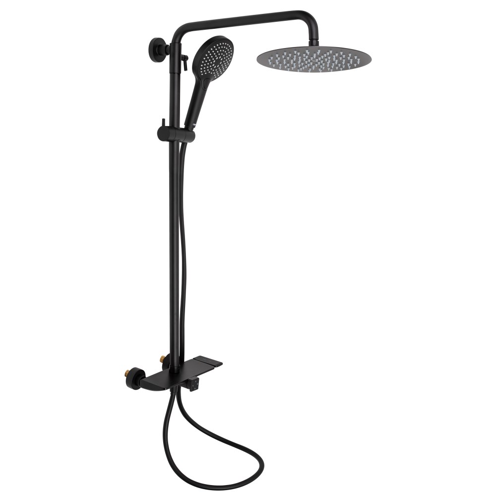Душевая система QT Sloup (QTSL51105OGB) с тропическим душем и смесителем, 3 режима, чёрная