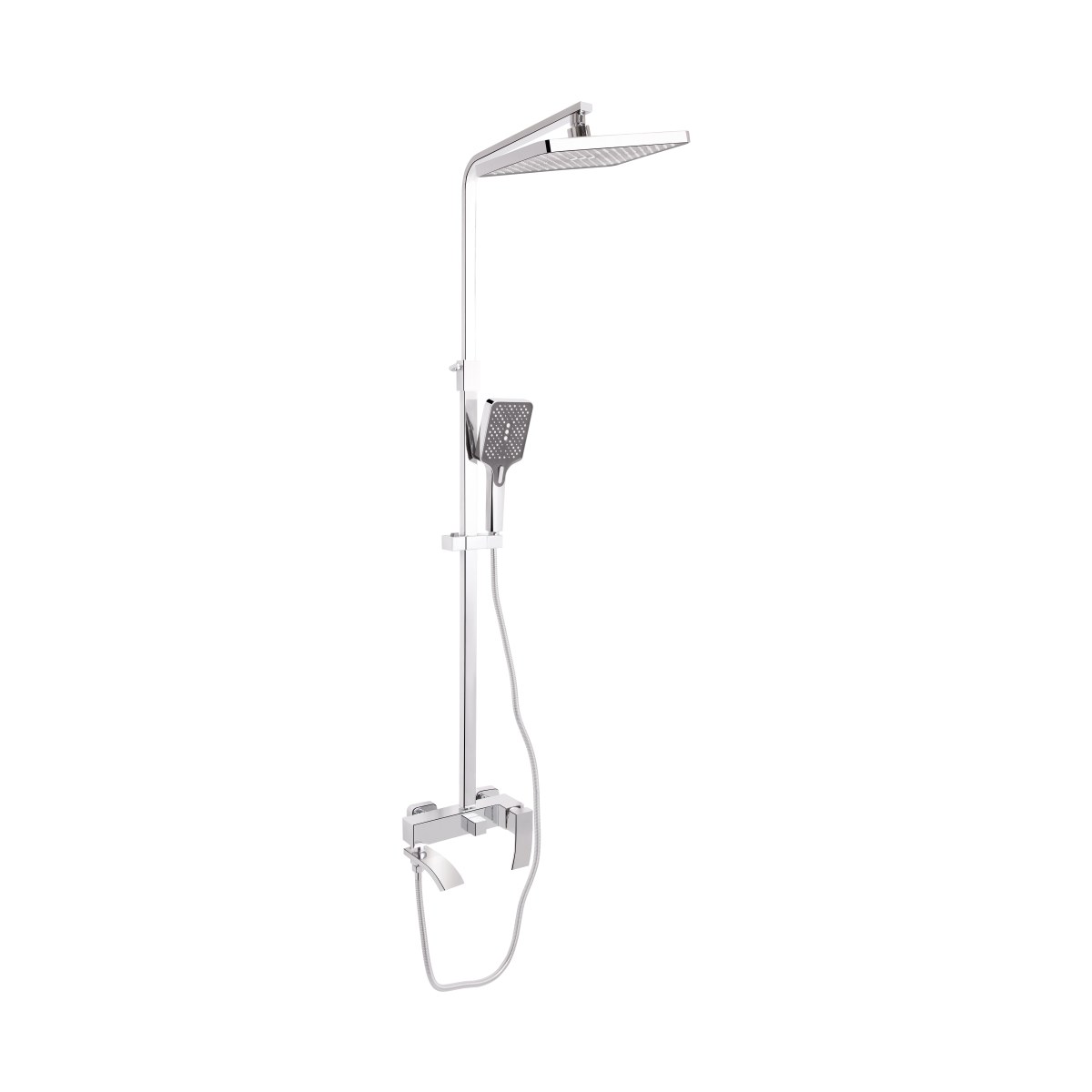Душевая система QT Swan Cascada (QTSWA111CRM45566) с тропическим душем и смесителем, 3 режима, хром