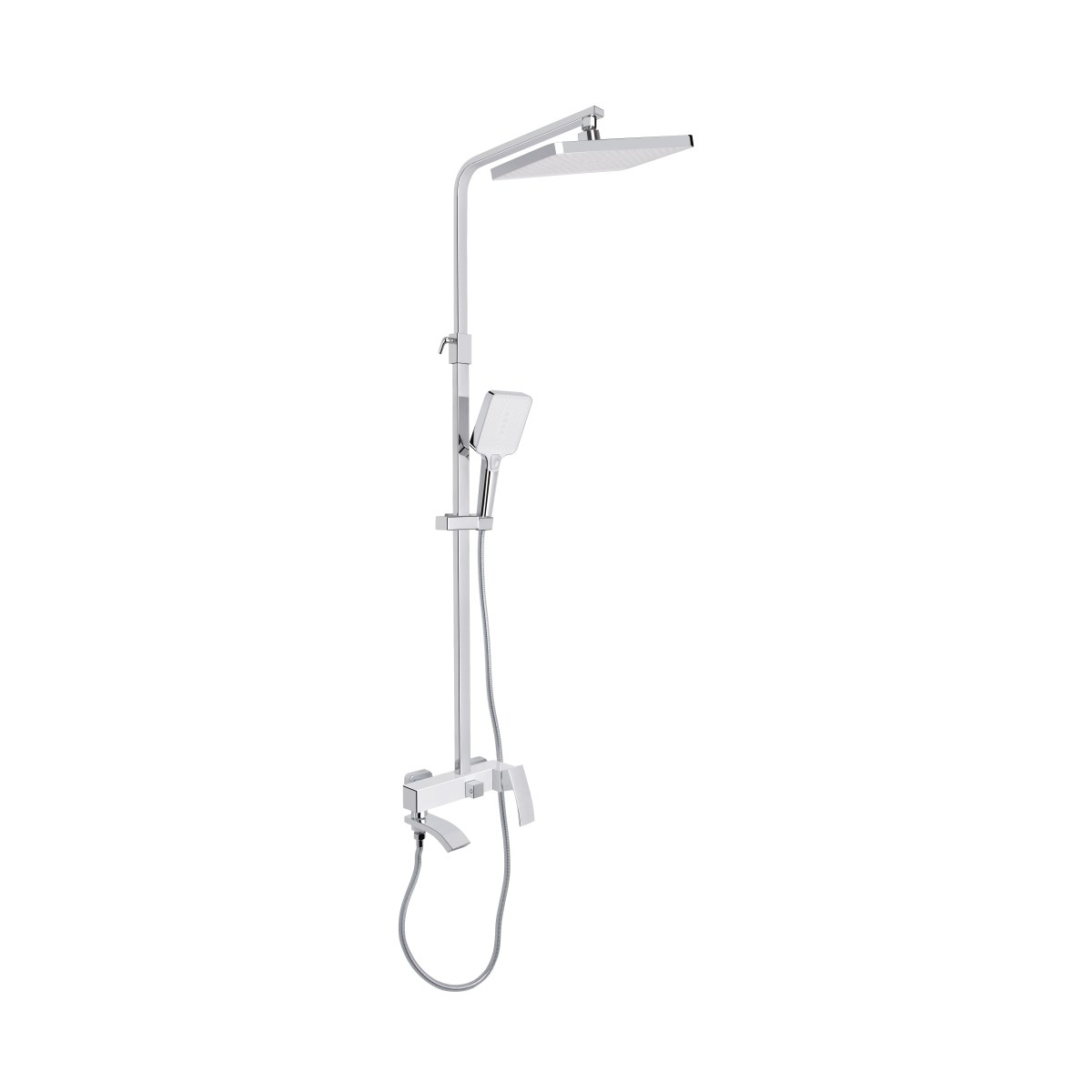 Душова система QT Swan Cascada (QTSWA111CRW45570) з тропічним душем і змішувачем, 3 режими, хром/білий