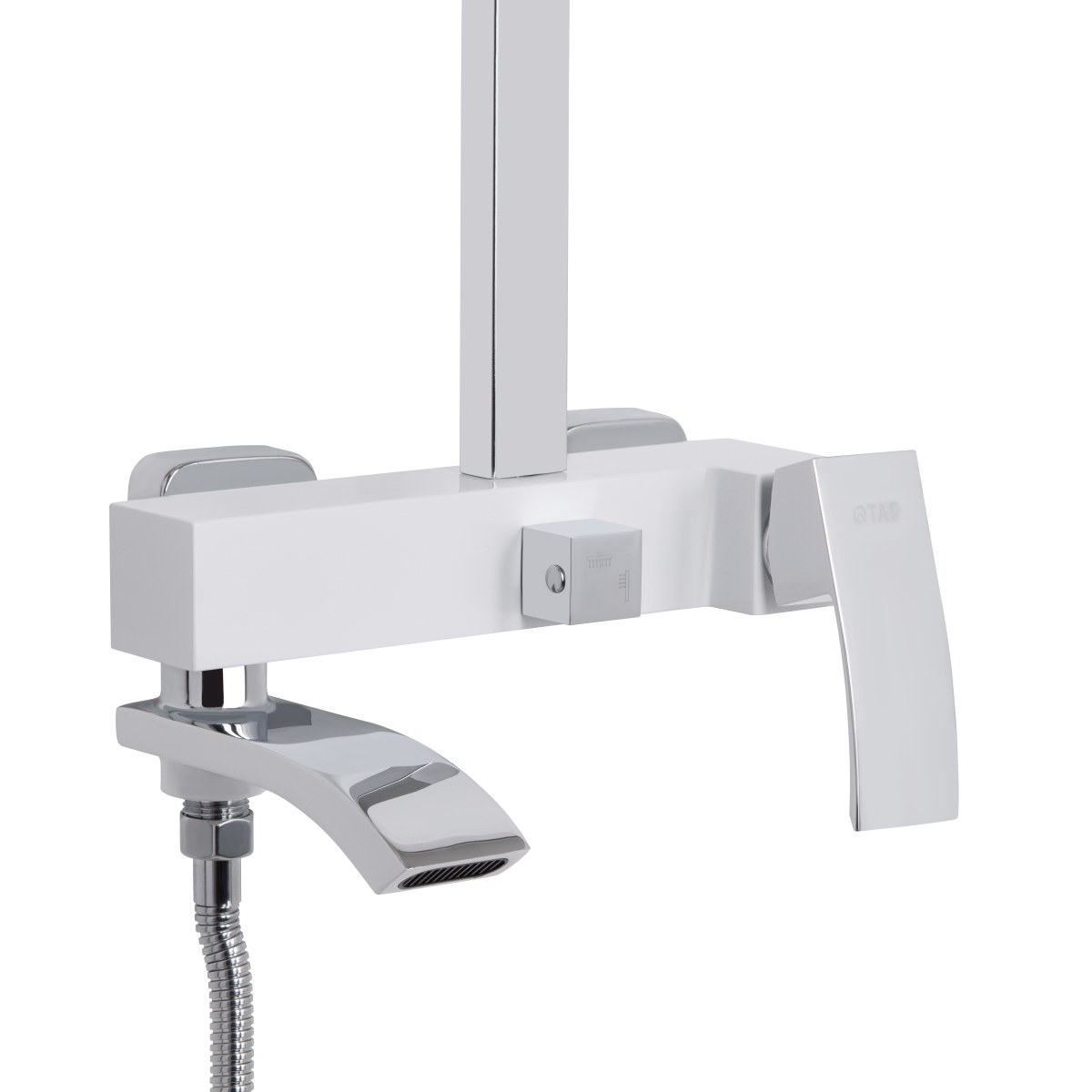 Душова система QT Swan Cascada (QTSWA111CRW45570) з тропічним душем і змішувачем, 3 режими, хром/білий