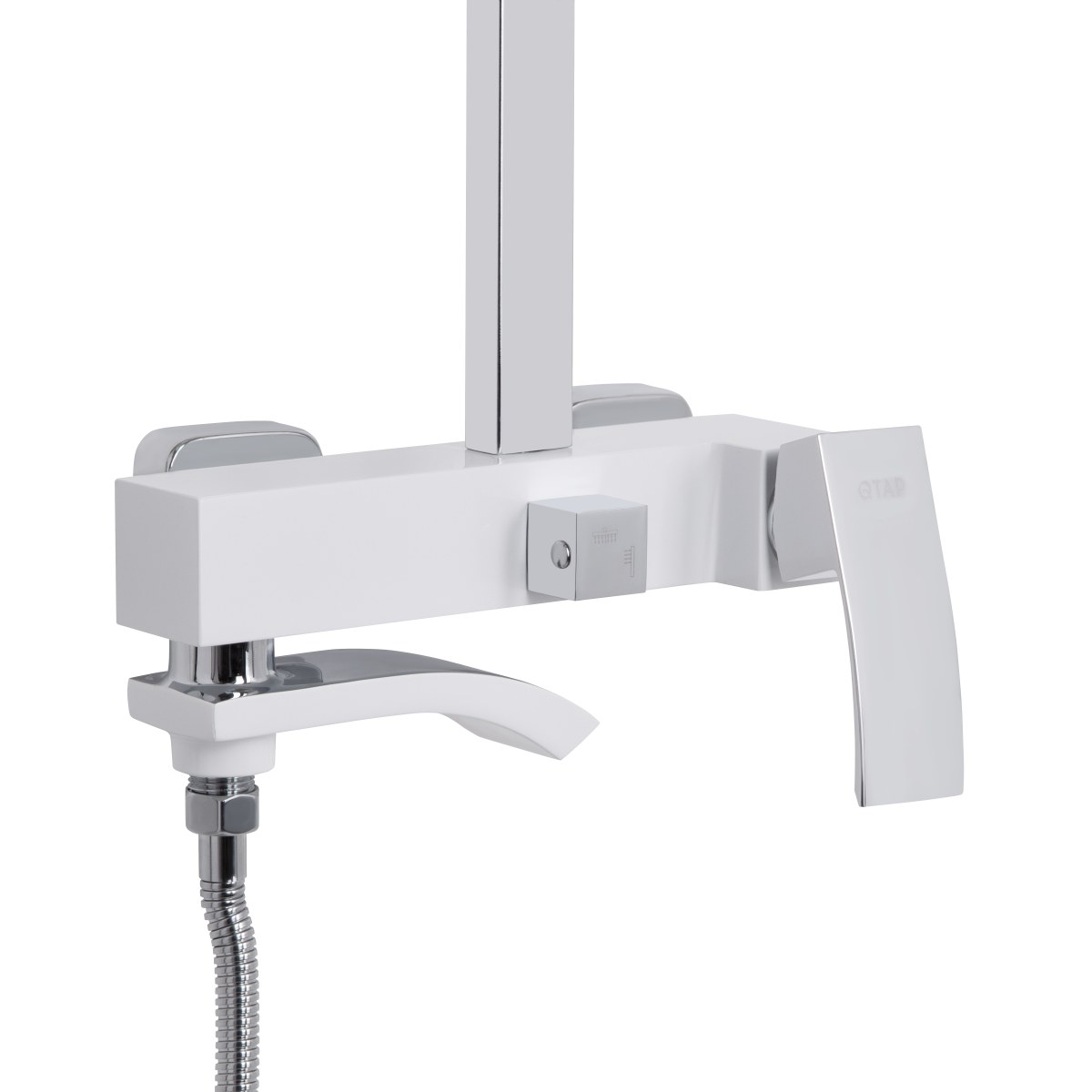Душова система QT Swan Cascada (QTSWA111CRW45570) з тропічним душем і змішувачем, 3 режими, хром/білий