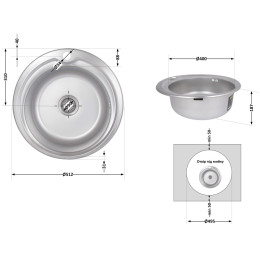 Кухонная мойка Brinex 510-D из нержавейки (BRIN510SAT08) врезная, 0,8 мм, Satin