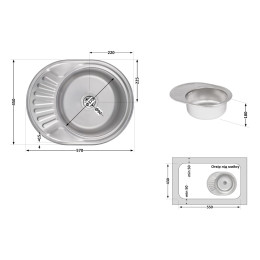 Кухонная мойка Brinex 5745 из нержавейки (BRIN5745SAT08) врезная, 0,8 мм, Satin