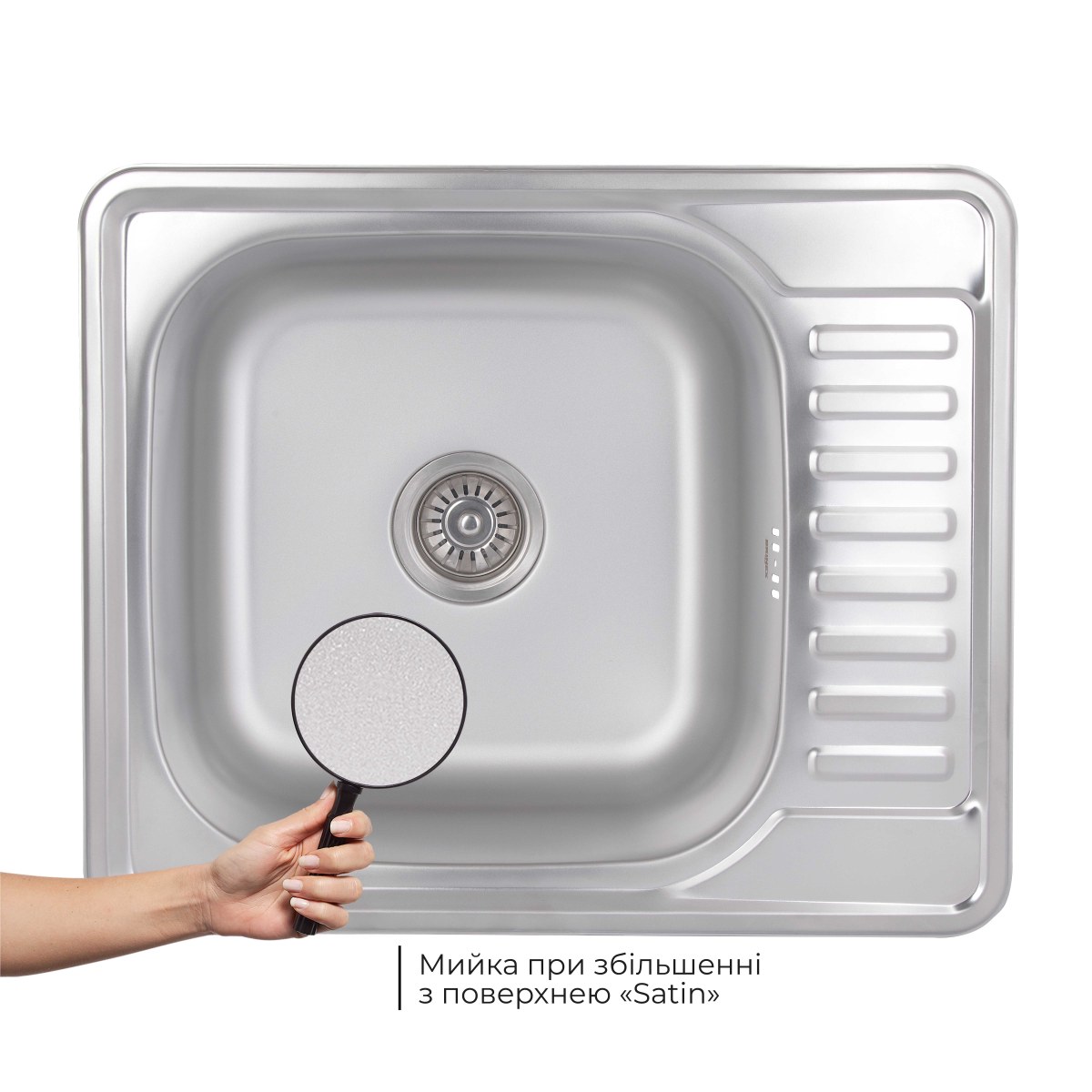 Кухонная мойка Brinex 5848 из нержавейки (BRIN5848SAT08) врезная, 0,8 мм, Satin