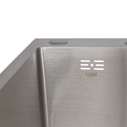 Кухонная мойка Lidz Handmade H6350R из нержавейки (LDH6350BRUR45587) Brushed Steel, крыло справа