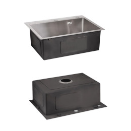 Кухонна мийка Lidz Handmade H5845 з нержавіючої сталі (LDH5845BRU3538447519) Brushed Steel - Набір з кошиком Lidz K01G та дозатором
