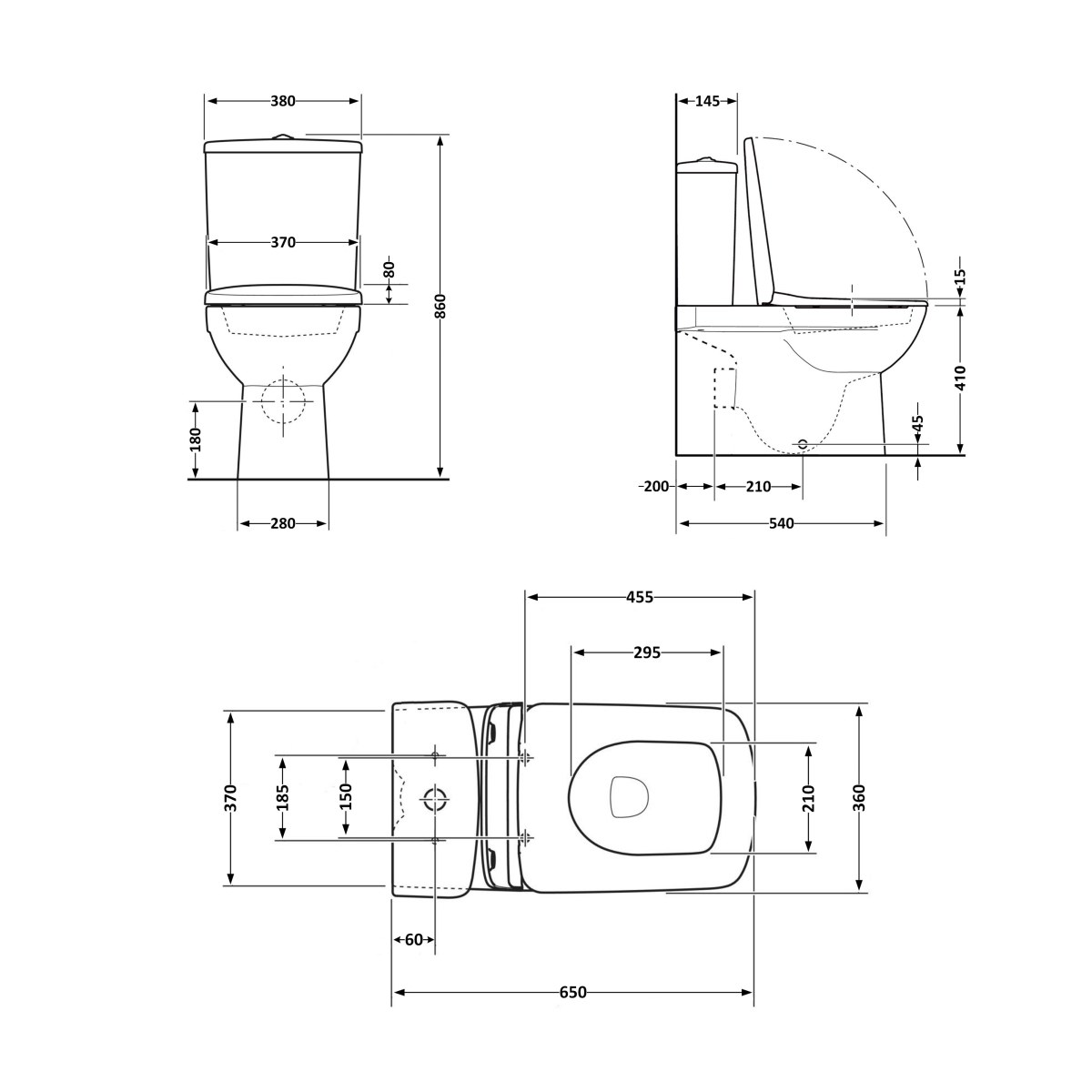 Унітаз-компакт Qtap Crow QT05222170W безободковий Rimless з сидінням Soft Close пристінний