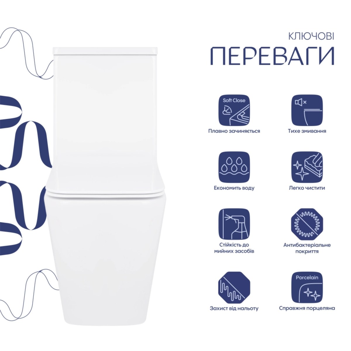 Унітаз-компакт Qtap Crow Eco QTCRO27W48750 безободковий Rimless з сидінням Soft Close пристінний