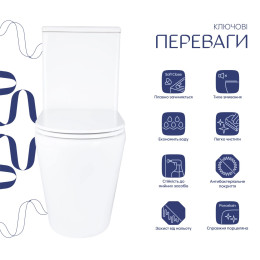 Унітаз-компакт Qtap Dove QT06228380BW безободковий Rimless з сидінням Soft Close