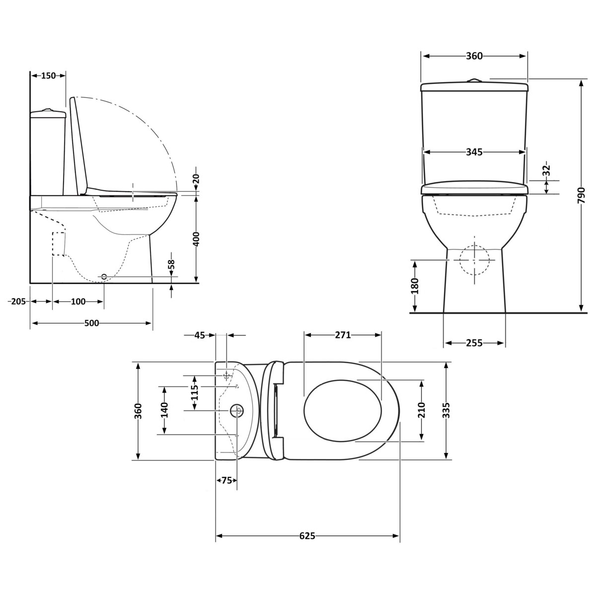 Унітаз-компакт Qtap Evia QTEVI27W49258 безободковий Ultra Quiet з сидінням Soft Close пристінний