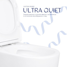 Унітаз-компакт Qtap Evia QTEVI27W49258 безободковий Ultra Quiet з сидінням Soft Close пристінний