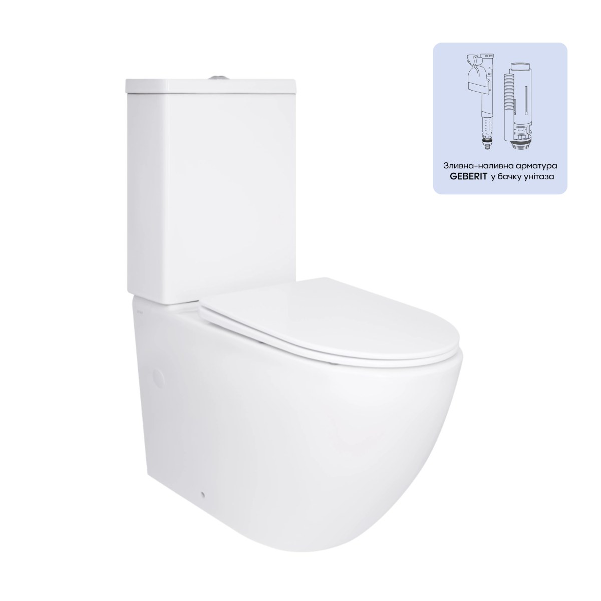 Унітаз-компакт Qtap Jay QT07222175TW безободковий Ultra Quiet з сидінням Soft Close пристінний