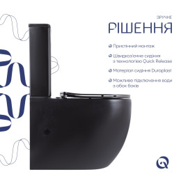 Унітаз-компакт Qtap Robin QT13226083AMB Matt Black безободковий Ultra Quiet з сидінням Soft Close пристінний