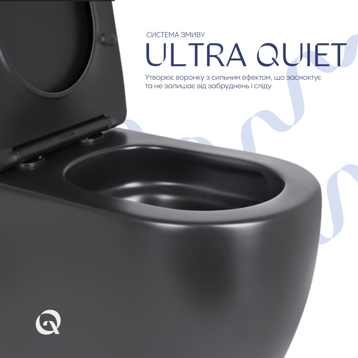 Унітаз-компакт Qtap Robin QT13226083AMB Matt Black безободковий Ultra Quiet з сидінням Soft Close пристінний