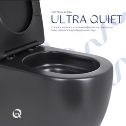 Унітаз-компакт Qtap Robin QT13226083AMB Matt Black безободковий Ultra Quiet з сидінням Soft Close пристінний