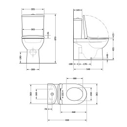 Унітаз-компакт Qtap Scorpio QT14226088AMB Matt Black безободковий Ultra Quiet з сидінням Soft Close пристінний