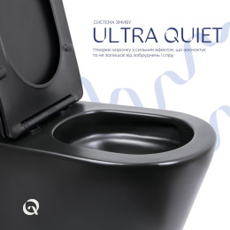 Унітаз-компакт Qtap Scorpio QT14226088AMB Matt Black безободковий Ultra Quiet з сидінням Soft Close пристінний