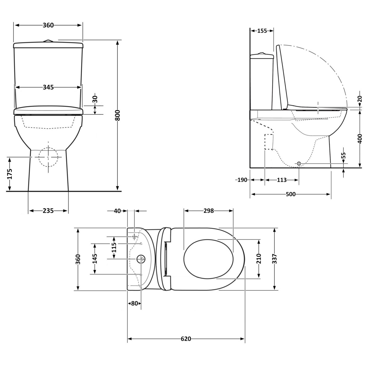 Унитаз-компакт Qtap Stork QTSTO27W49260 безободковый Ultra Quiet с сиденьем Soft Close пристенный