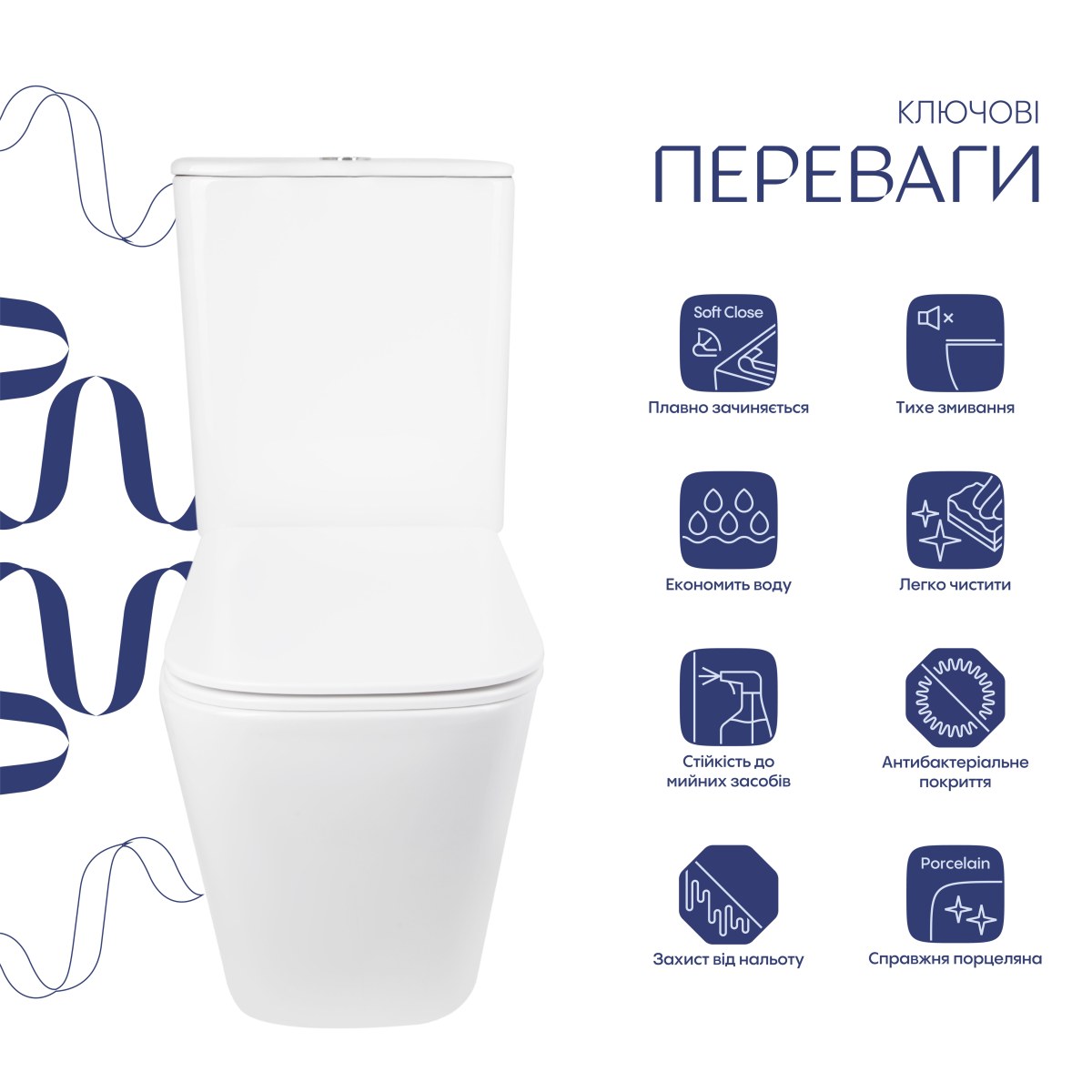 Унитаз-компакт Qtap Tern QT17226003AW безободковый Ultra Quiet с сиденьем Soft Close пристенный