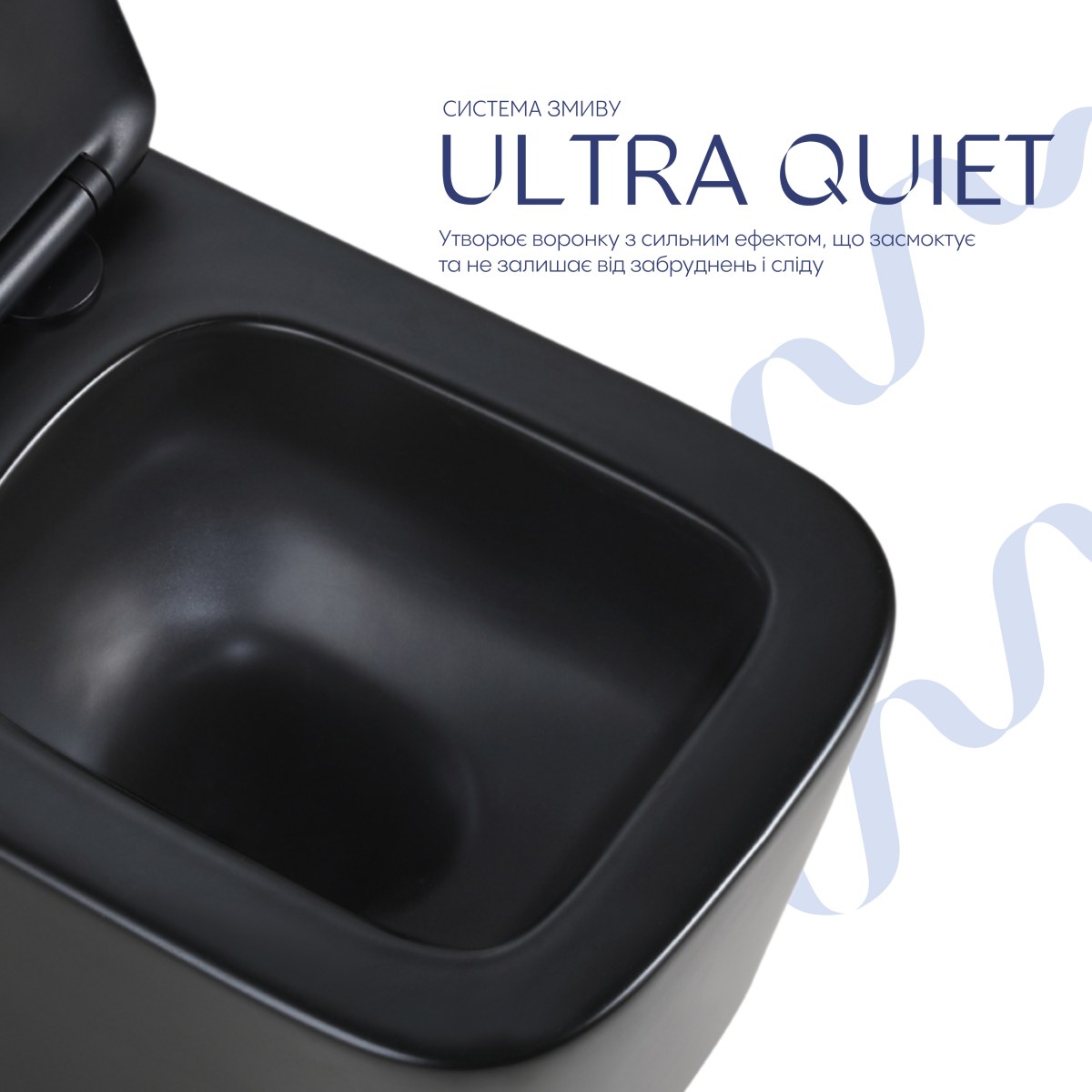 Підвісний унітаз Qtap Crow чорний Ultra Quiet безободковий (QT05335171MB) з сидінням Soft Close