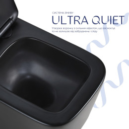 Підвісний унітаз Qtap Crow чорний Ultra Quiet безободковий (QT05335171MB) з сидінням Soft Close