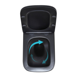 Підвісний унітаз Qtap Crow чорний Ultra Quiet безободковий (QT05335171MB) з сидінням Soft Close