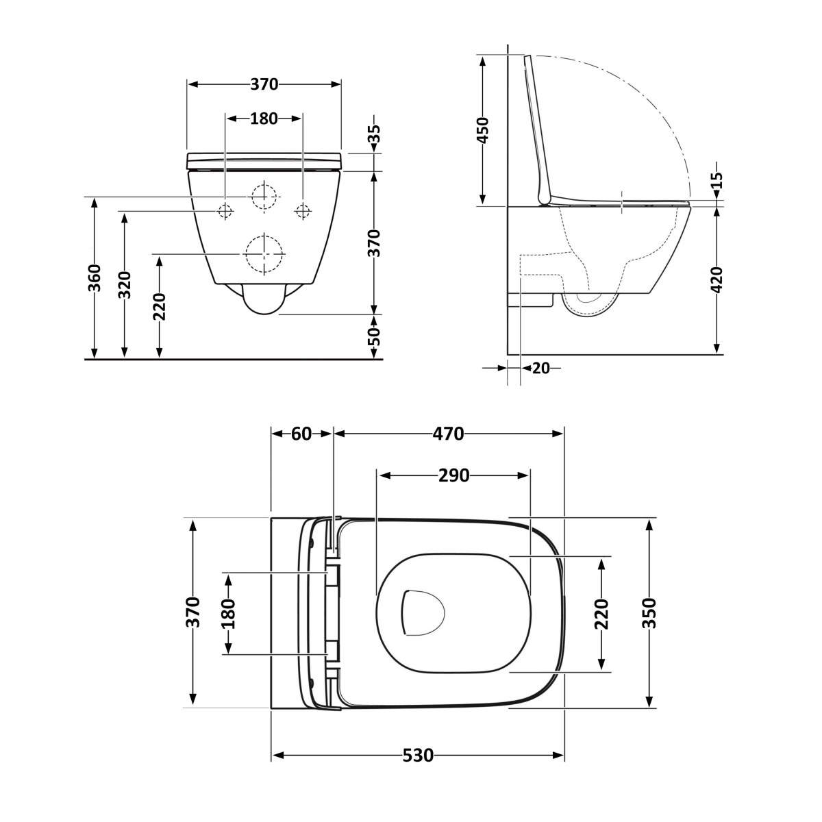 Підвісний унітаз Qtap Gemini чорний Ultra Quiet безободковий (QT2533076EUQMB) з сидінням Soft Close