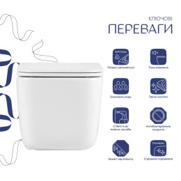Підвісний унітаз Qtap Gemini Ultra Quiet безободковий (QTTAU26W49119) з сидінням Soft Close