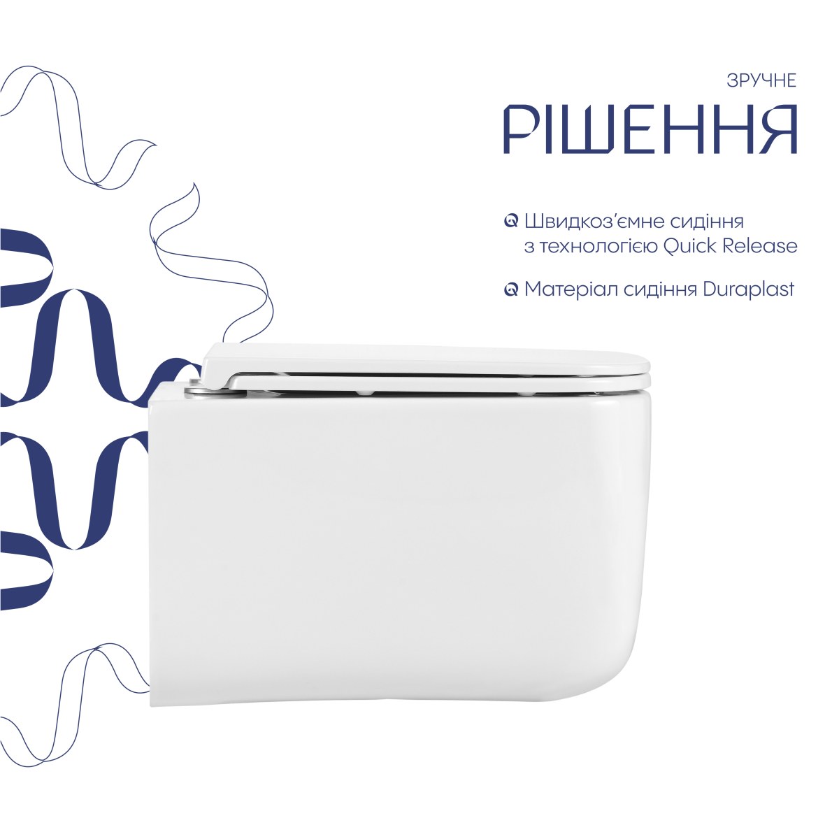 Підвісний унітаз Qtap Gemini Ultra Quiet безободковий (QTTAU26W49119) з сидінням Soft Close