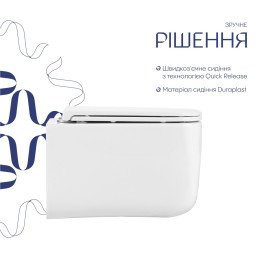 Підвісний унітаз Qtap Gemini Ultra Quiet безободковий (QTTAU26W49119) з сидінням Soft Close