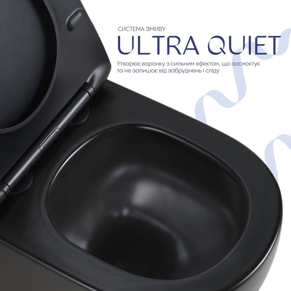 Підвісний унітаз Qtap Jay Ultra Quiet безободковий (QT07335177MB) з сидінням Soft Close